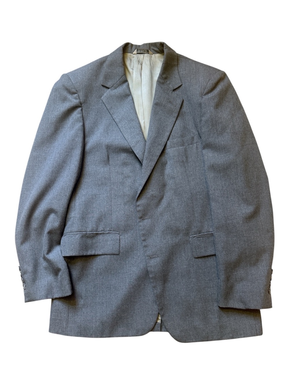 Vintage Botany 500 Mens 42R Grey Wool Two Button Suit Jacket Blazer